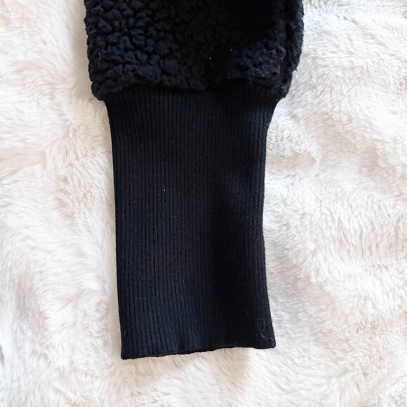 Athleta Black Nirvana Sherpa Funnel Neck Sweatshirt No Tag Likely Large - Picture 10 of 12